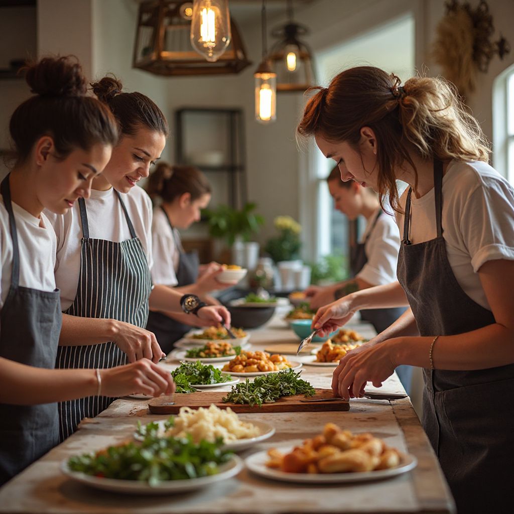 International cooking class with travel theme